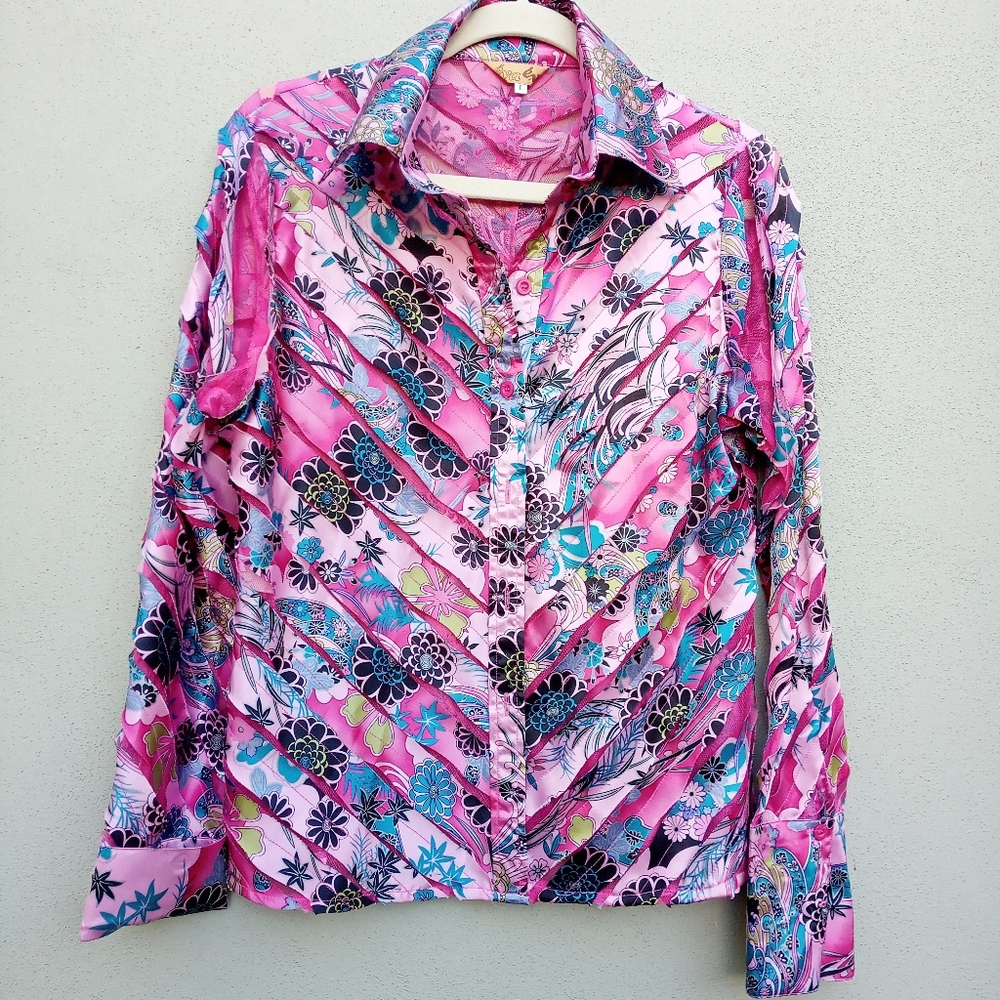 70's Type Top in Pink With Mesh Size Large